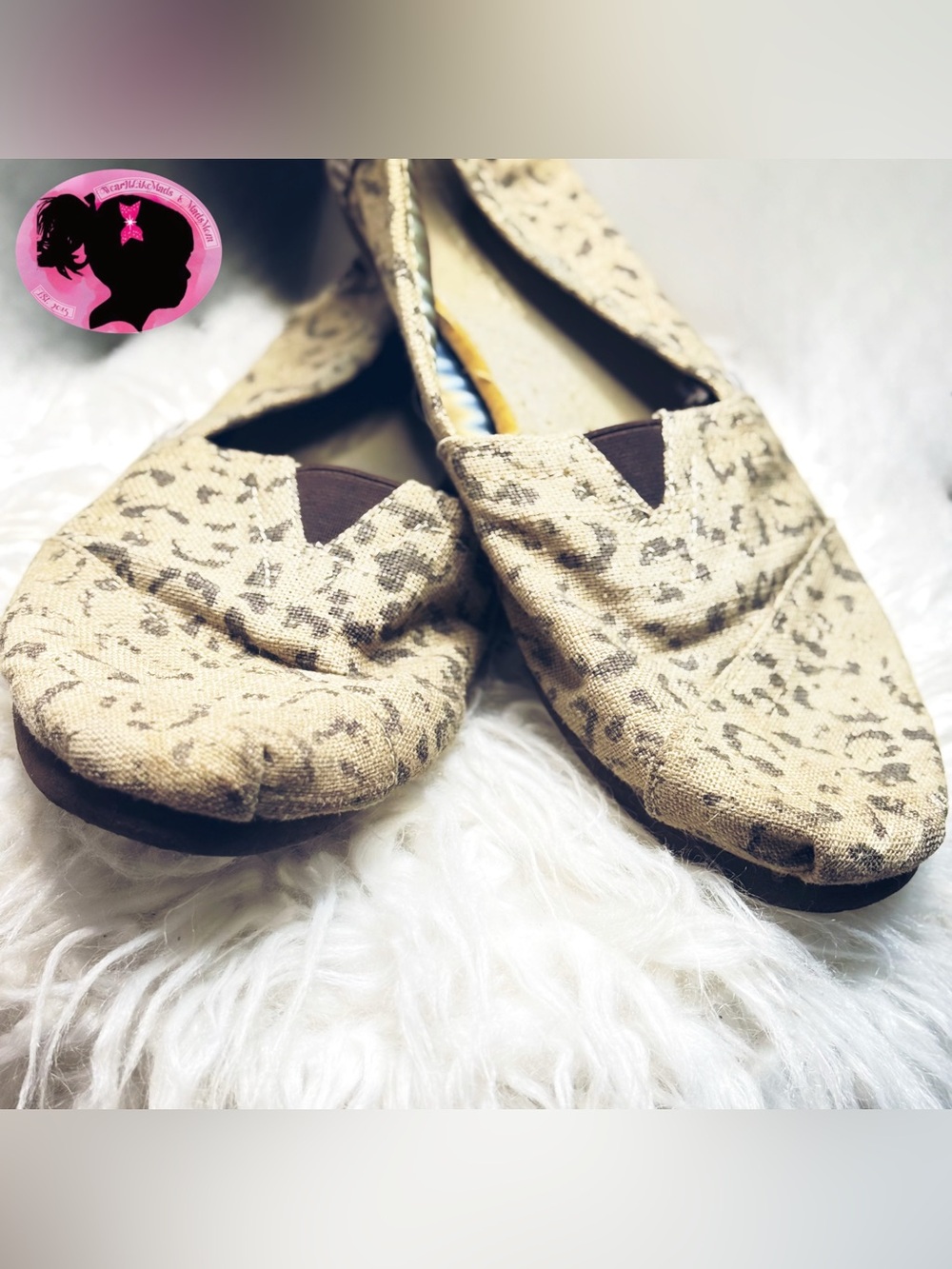 TOMS Leopard Animal Print Slip-Ons with Storage Bag